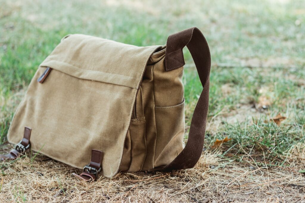 A messenger bag on the floor