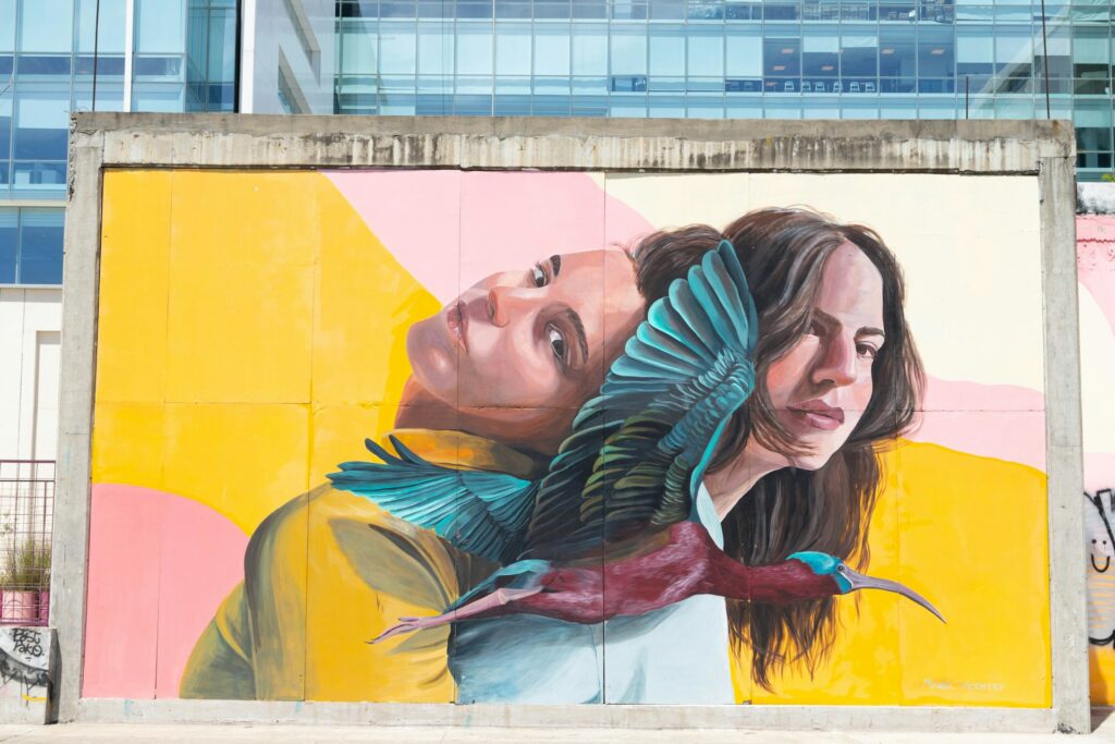 A graffiti mural on a billboard in Buenos Aires
