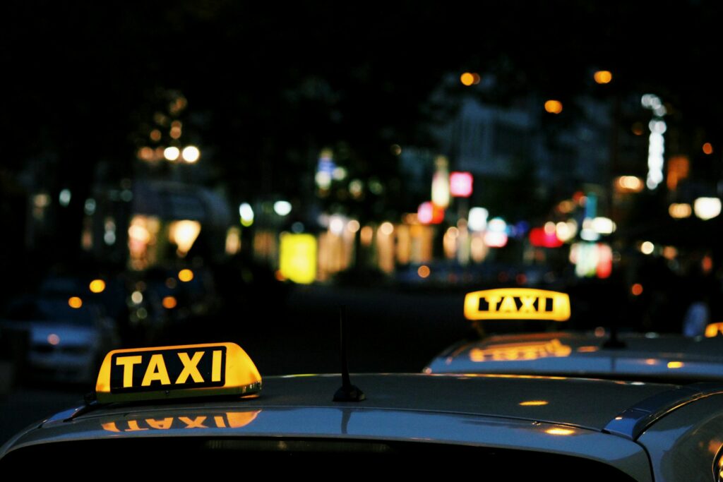 Yellow taxi signs