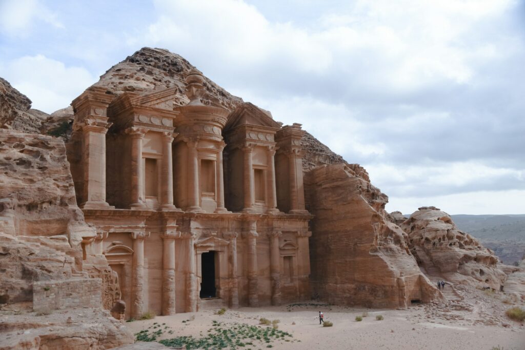 Carved pillars in Petra