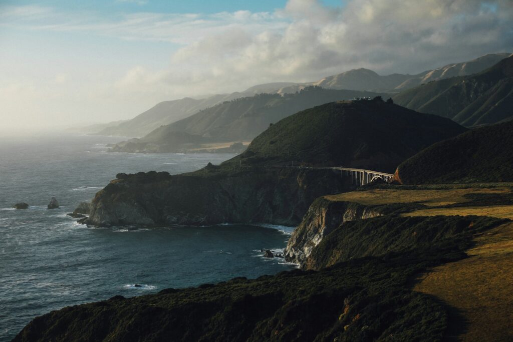 Hills and sea surrounding Big Sur