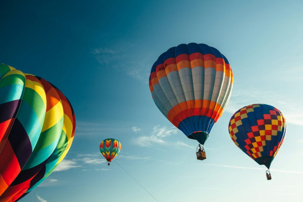 Hot air balloons mid flight