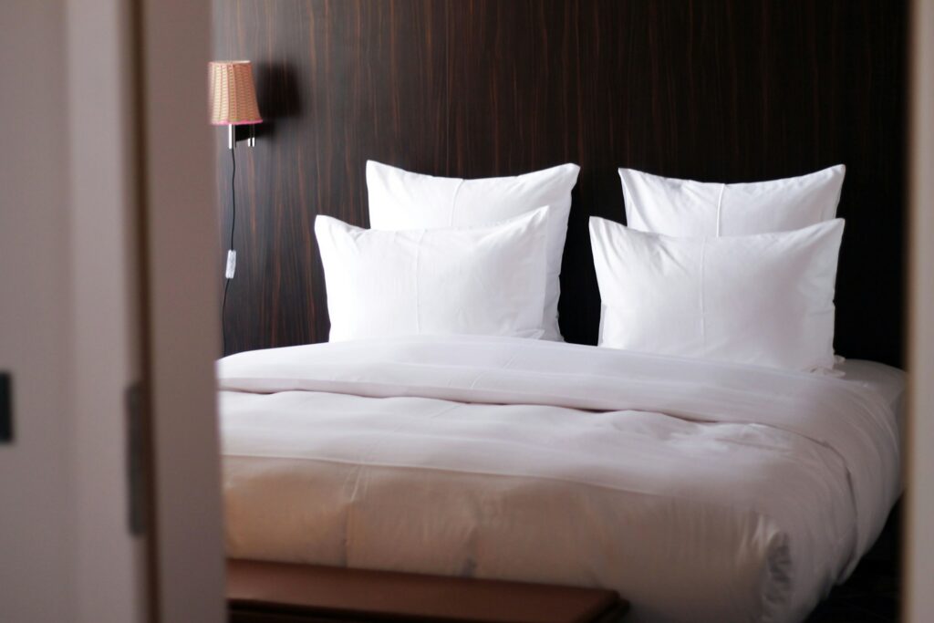 A hotel bed