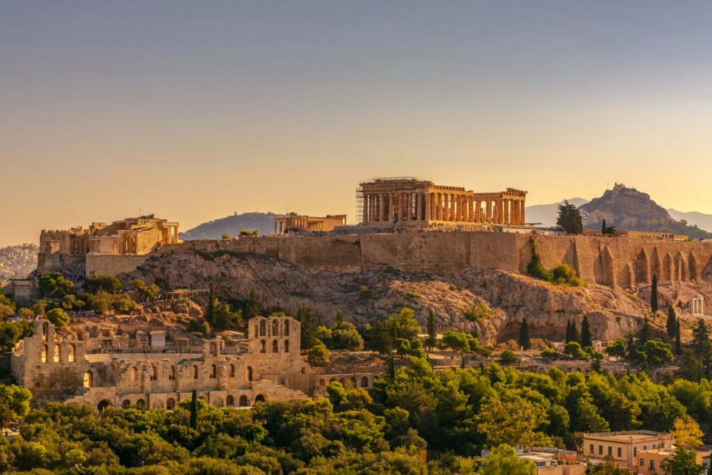 Sunset over the Acropolis in Athens, Greece