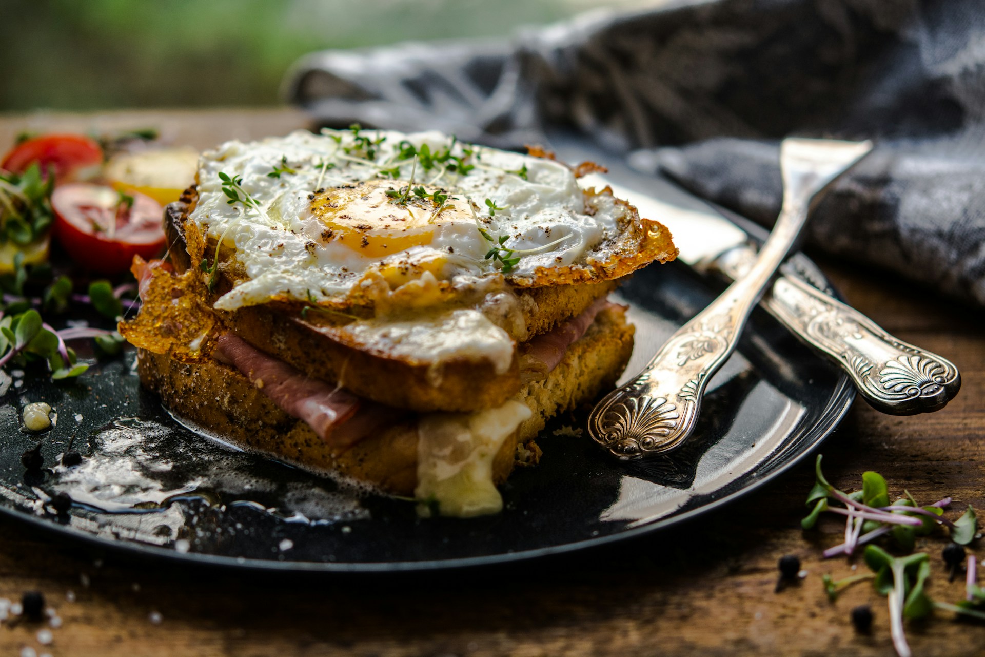 fried egg and bread on plate