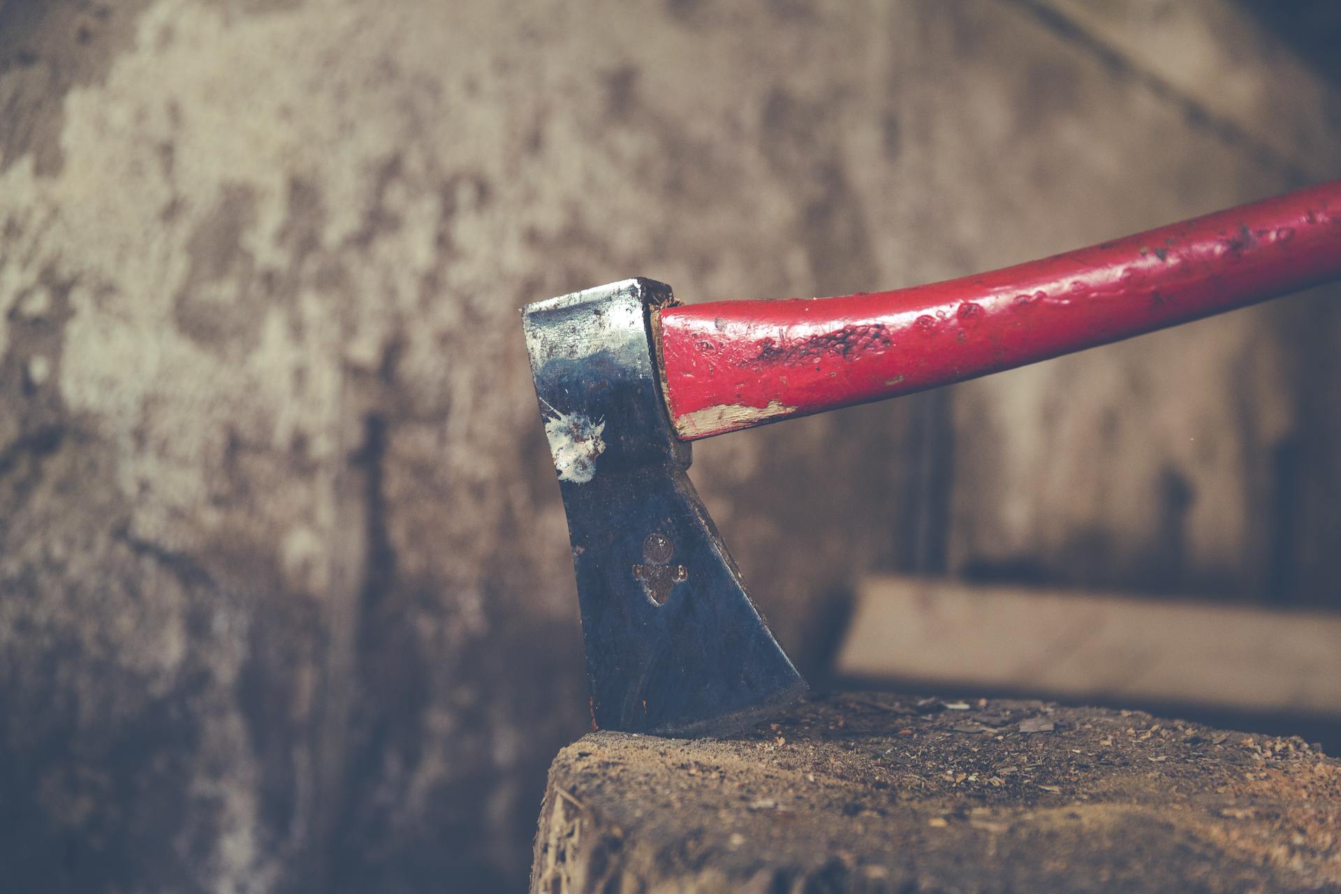 Axe with red handle