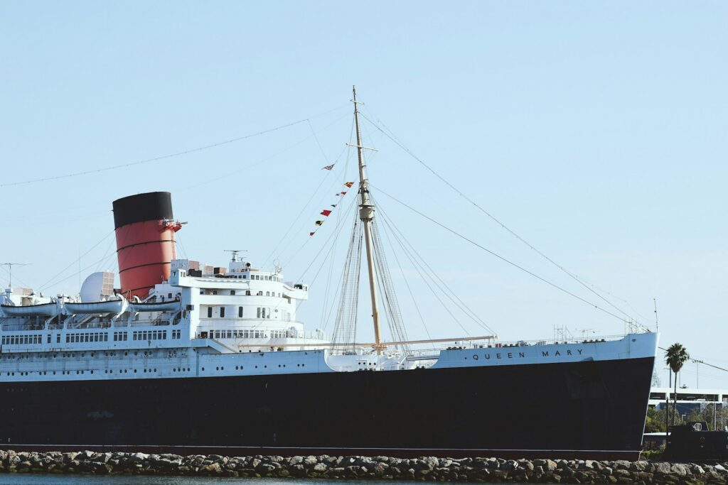 The RMS Queen Mary docked in Long Beach