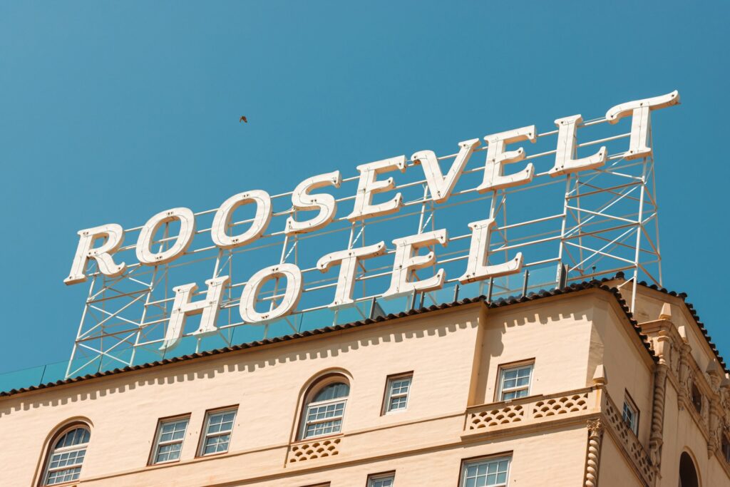 Signage for the Roosevelt Hotel