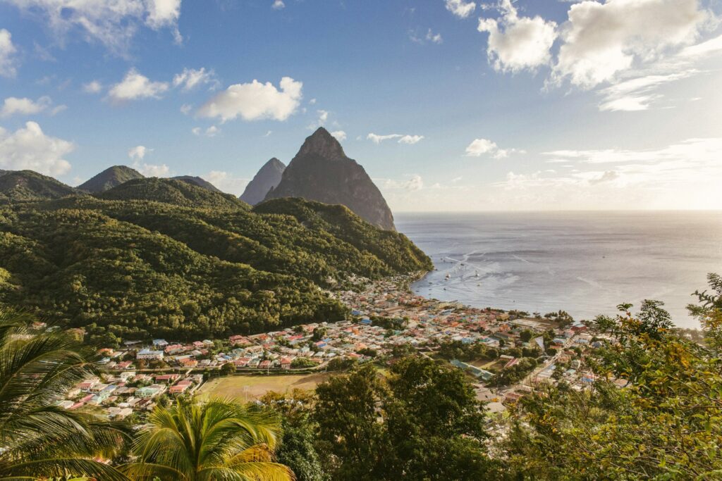 A sunny bay in St Lucia
