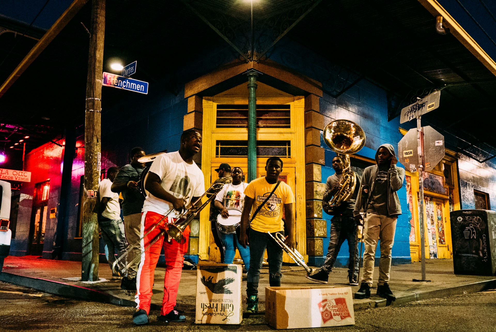 band playing music in the street